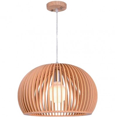 Φωτιστικό Κρεμαστό Καμπάνα Φ33cm E27 230V Μπεζ Ξύλινο Bamboo